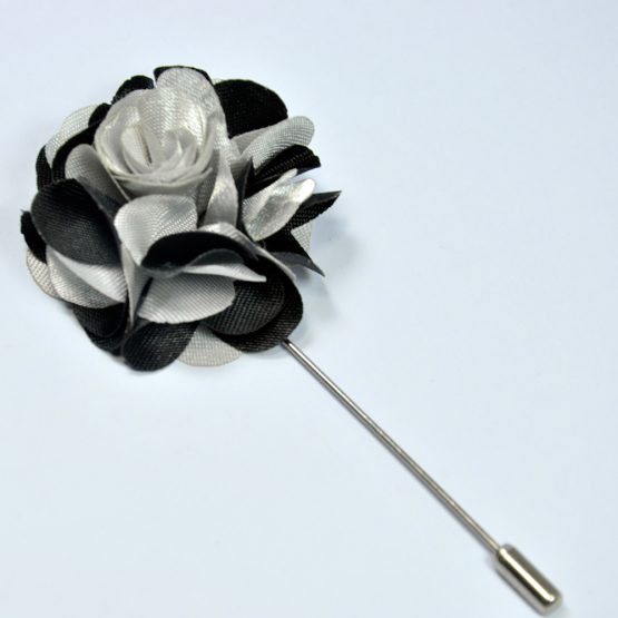 Stylish Black & Silver Floral Lapel Pin