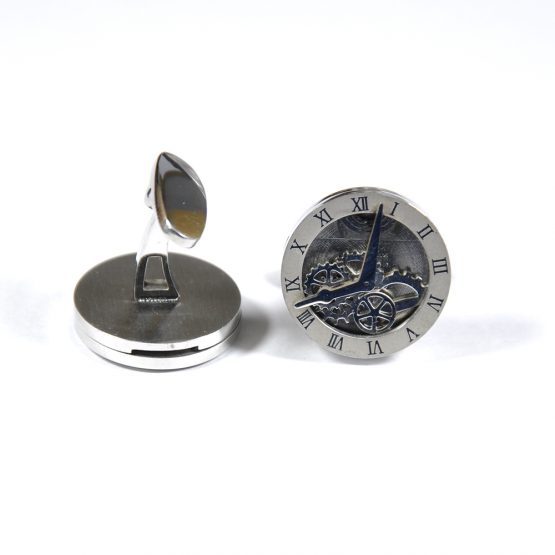 Silver Clock Design Cufflinks