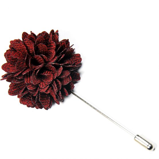 Dark Maroon Floral Lapel Pin
