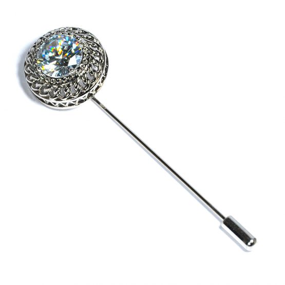 Stylish Silver Round Shape Lapel Pin