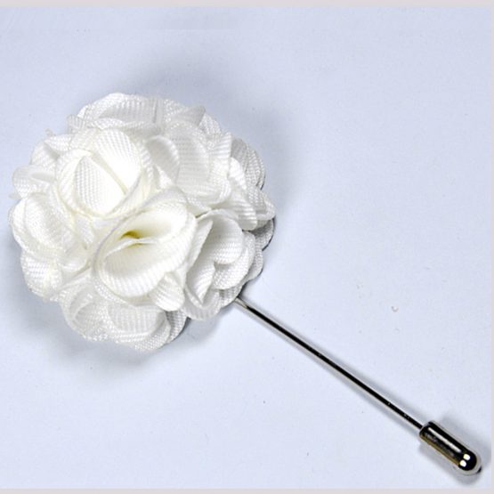 White Flower Lapel Pin for Men