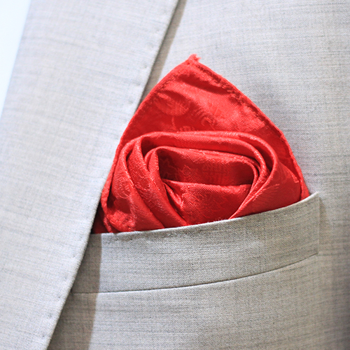 Hand Made Red & Black Design Rayon & Polyester Mix Pocket Square