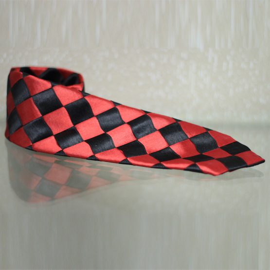 Hand Made Red & Black Design Rayon & Polyester Mix Tie
