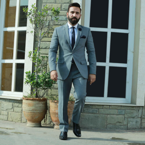 Customize Italian Tropical 2 pcs Grey Suit with Cotton Shirt
