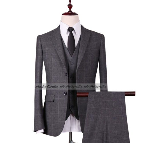 Grey Window Pane Check 3 Pcs Suit