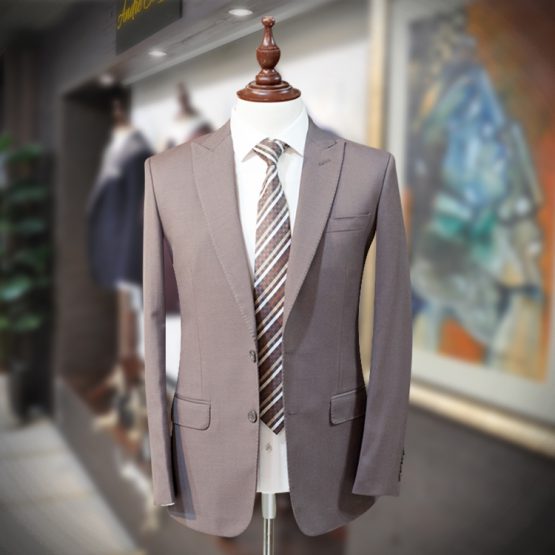 Luxury 2 Piece Light Brown Suit with Polyester Mix Fabric