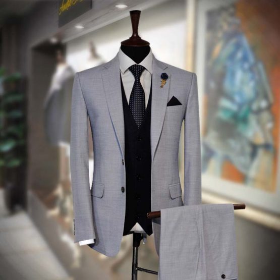 Essential for Men Grey 3 Piece RTW Suit