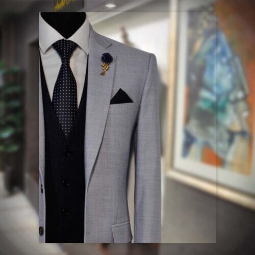 Essential for Men Grey 3 Piece RTW Suit