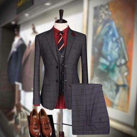 Single Breasted Dark Grayish Magenta 3 Piece Suit