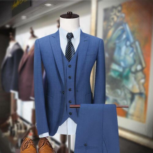 Elegant Customized 3 Piece Blue Suit by Andre Emilio
