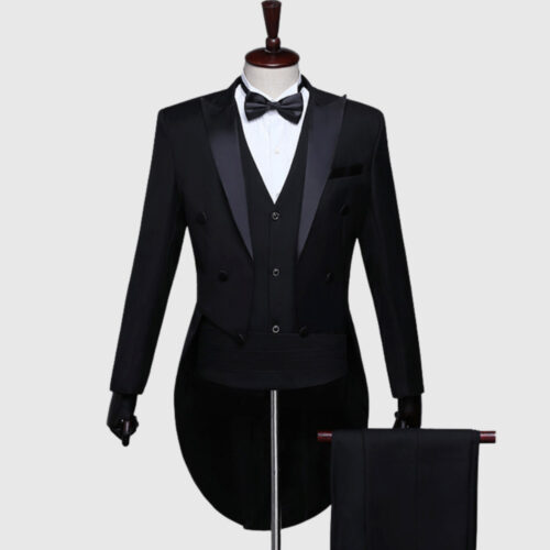 Plain Black British Morning Tuxedo Suit