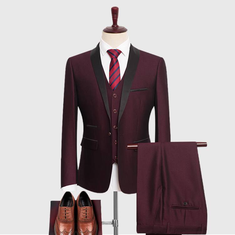 Buy Men Burgundy 3 Piece Suit- Free Shipping Order Above $500+