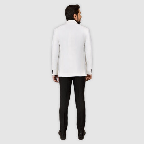 Double Breast White Suit Back