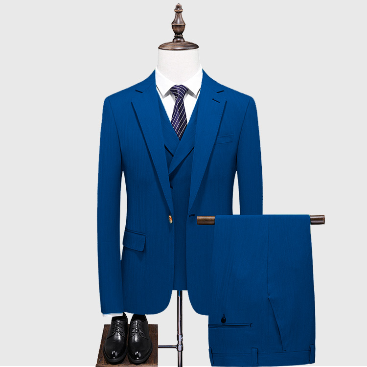 Men Azure Blue 3 Piece Suit