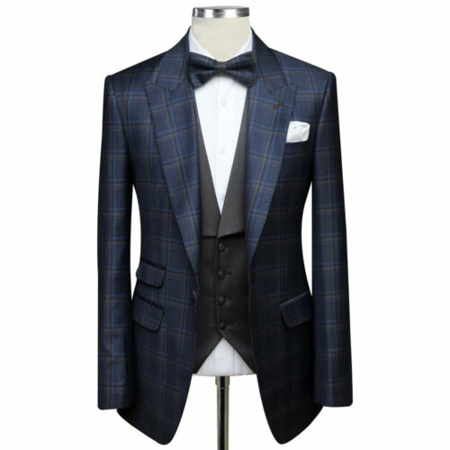 Blue 3 Piece Checked Suit