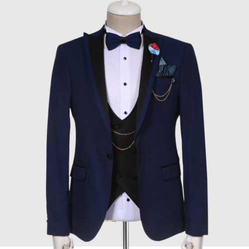 Men Dark Blue Tuxedo Wedding Suit
