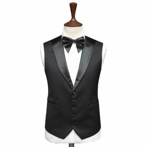 Textured Black Tuxedo Vest