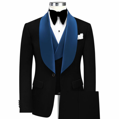 Black Tuxedo With Navy Blue Lapel