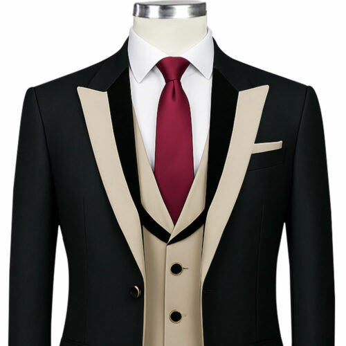 Black And Cream Tuxedo With Peak Lapel