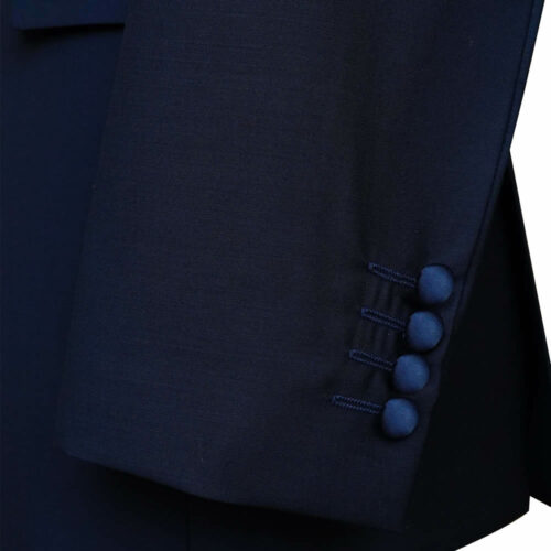 Blue Embroidered Tuxedo Navy Blue Button