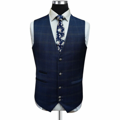Checkered Navy Blue Vest