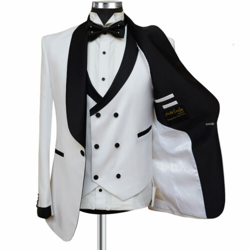 White Tuxedo With Black Contrast And White Linning
