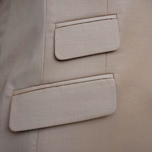 Beige Color Suit Flap Pocket