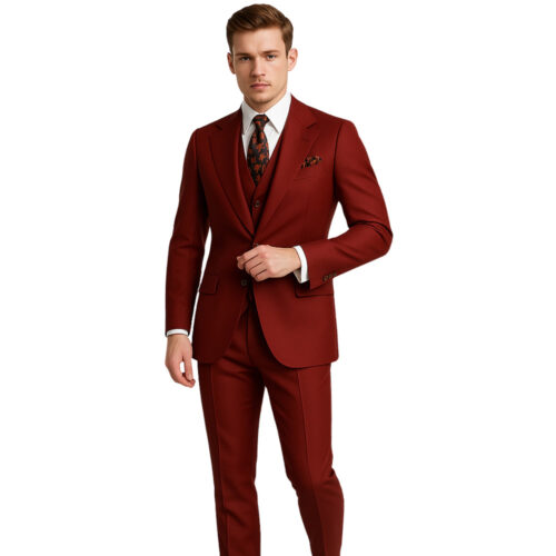 Maroon 3 Piece Suit For Modern Men