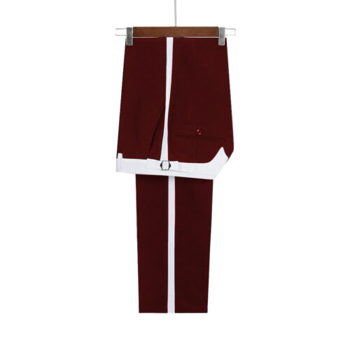Maroon Tuxedo Pant With White Stripe On Side