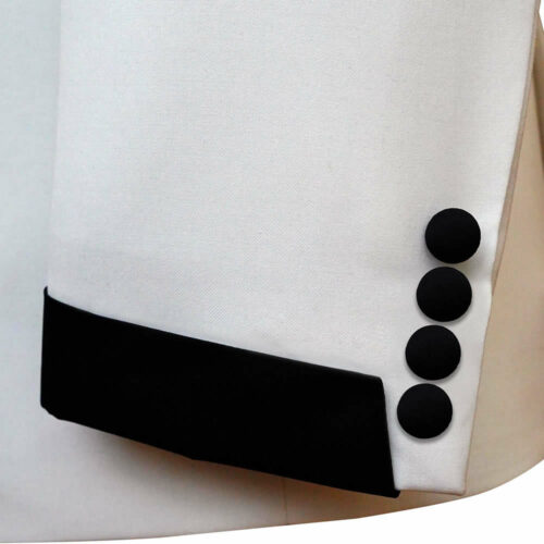 White Tuxedo Slevee Wiht Black Button Folded Black Cuff