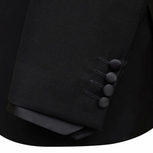 Black Stone Embroidery Tuxedo Jacket Sleeve Fabrix Button