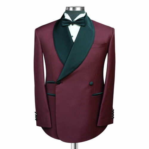 Maroon Tuxedo With Black Lapel