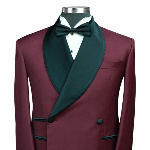 Maroon Tuxedo With Black Shawl Lapel