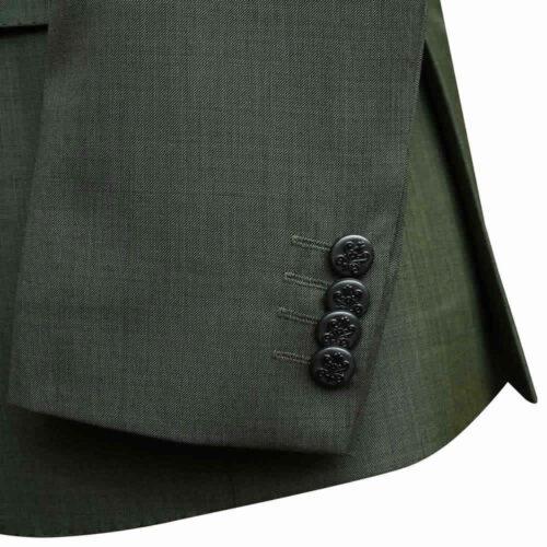 Olive Green Self Textured Suit Metal Button