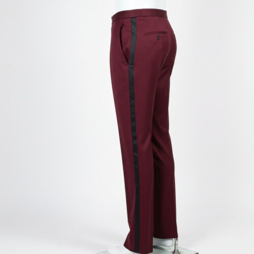Maroon Tuxedo Pant With Black Stirp