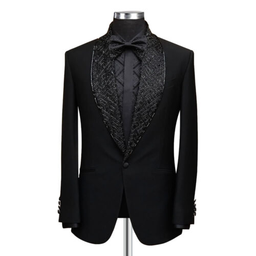 Black Tuxedo With Stone Work