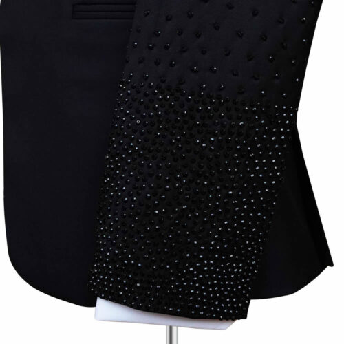 Black tuxedo jacket stone work on sleeve