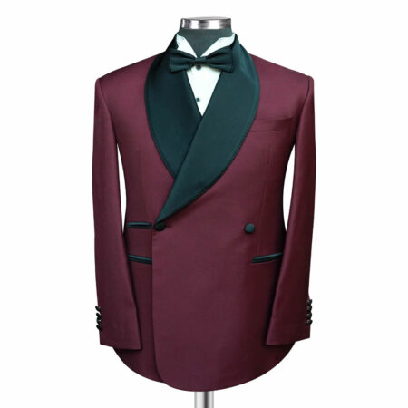 Custom Maroon Tuxedo With Black Lapel