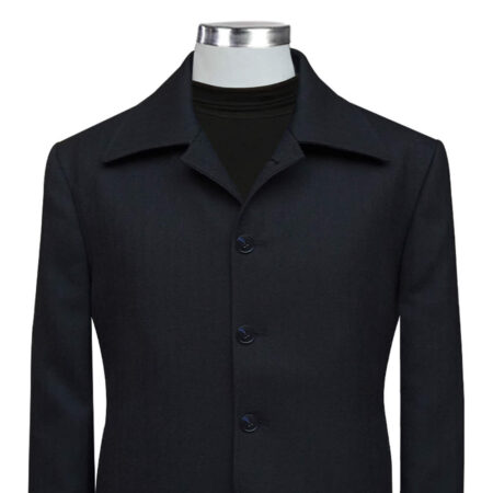 shirt collar black wool overcoat