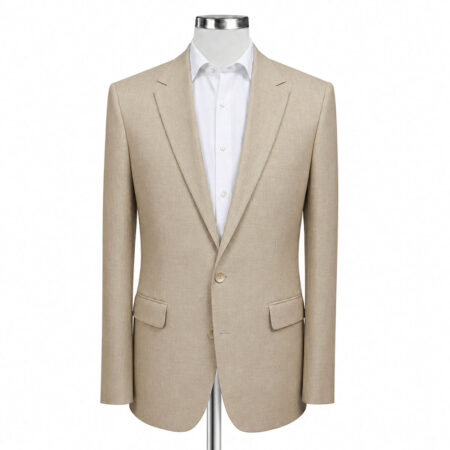 Beige Linen Business Suit front view in Pakistan