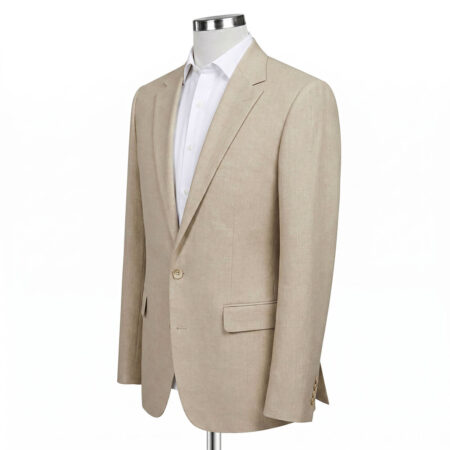 Beige Linen Business Suit side view