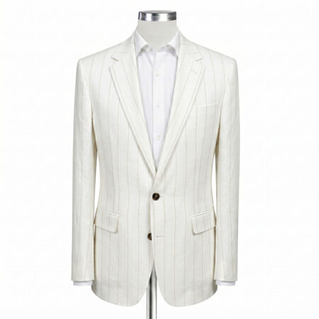 Custom Ivory Pinstripe Linen Suit in Pakistan